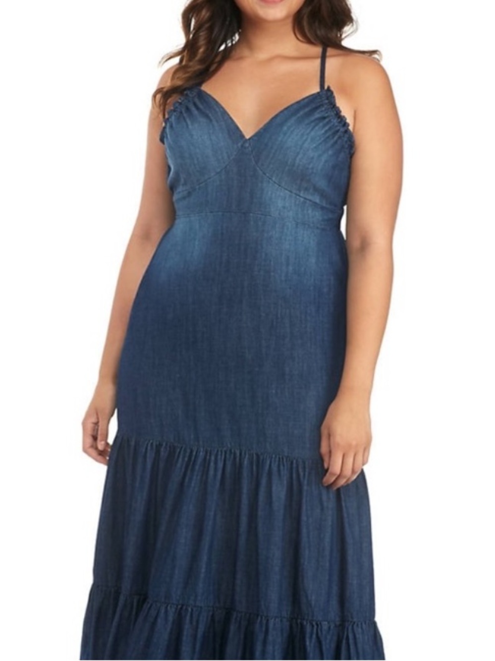 Wonderly Indigo Denim Maxi Dress with Spaghetti Straps - Picture 8 of 11